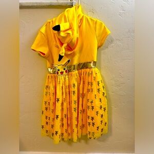 Size 6/6x girls COSTUME COSPLAY HALLOWEEN DRESS UP Pokemon pikachu yellow OUTFIT